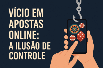 Ilustração que tem a frase: Vício em apostas online