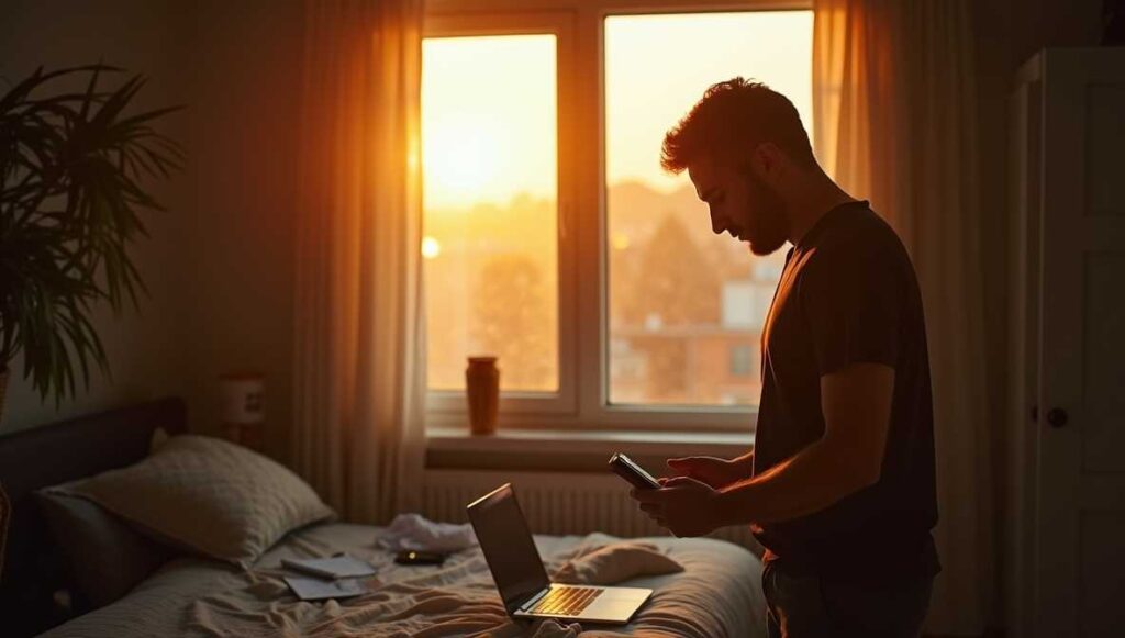 Homem mexendo no celular (vício em apostas online)